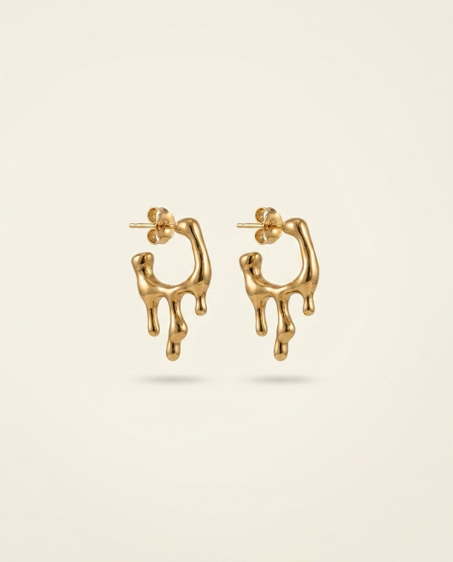 The Drip Hoop Anti Tarnish Earrings - Gold