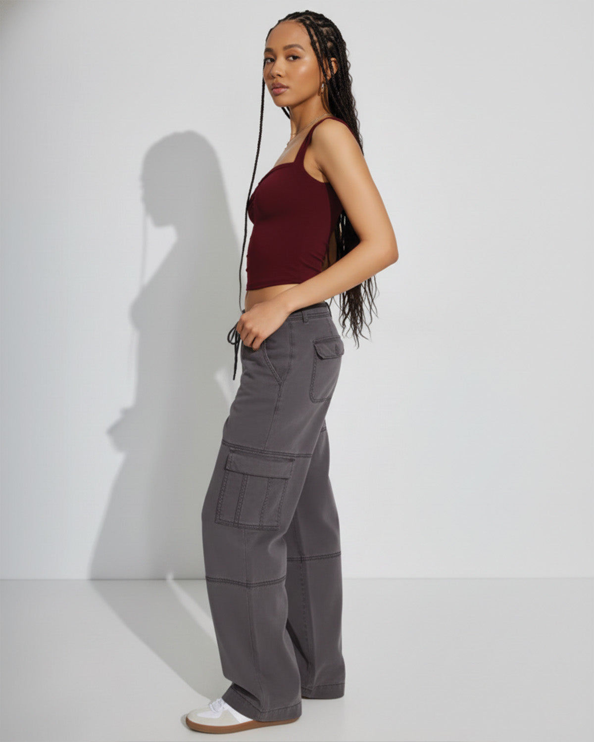 Burgundy Sweetheart Neck Ribbed Top