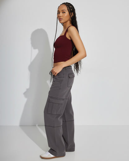 Burgundy Sweetheart Neck Ribbed Top