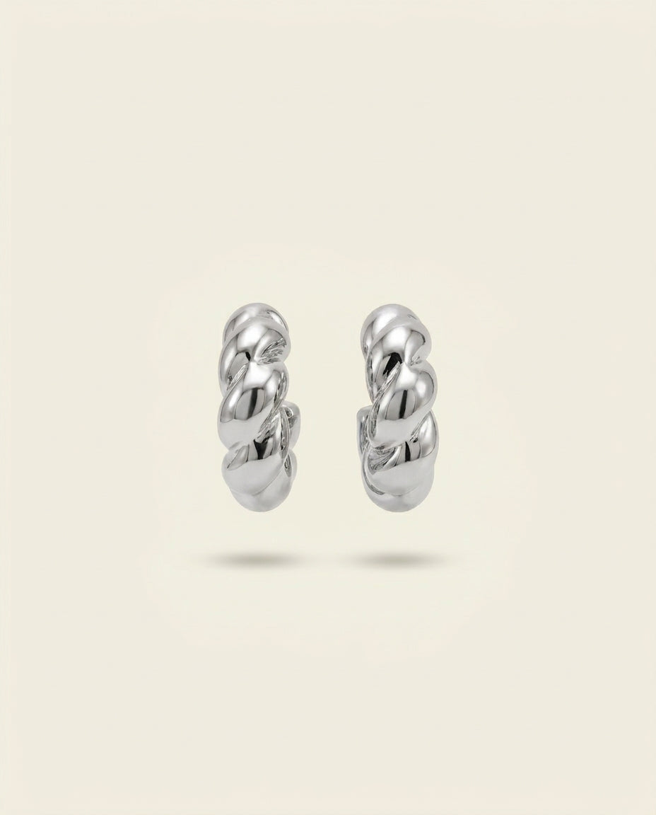 The Braid Hoop Earrings - Silver