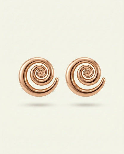 The Spiral Disc Earrings - Rose Gold