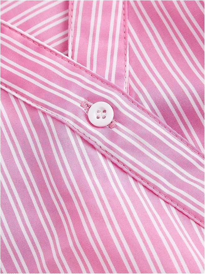 Pink Stripe Asymmetric Hem Shirt