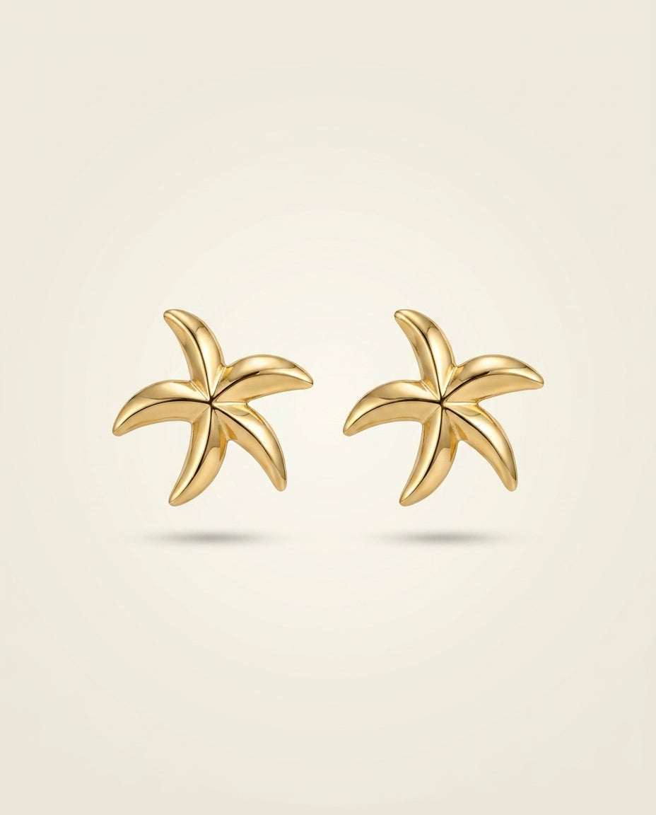The Starfish Stud Anti Tarnish Earrings - Gold