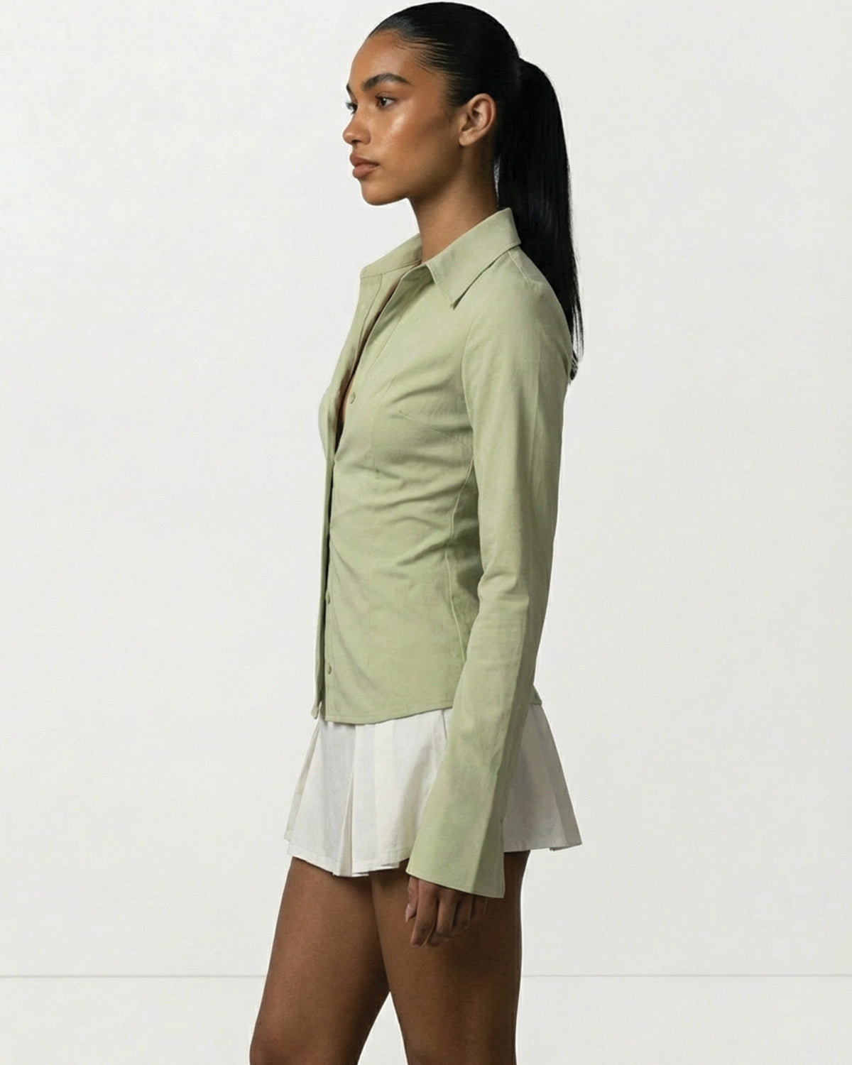 Green Flared Sleeves Shirt