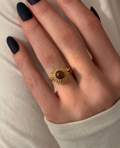 The Sunstone Ray Anti Tarnish Ring - Gold