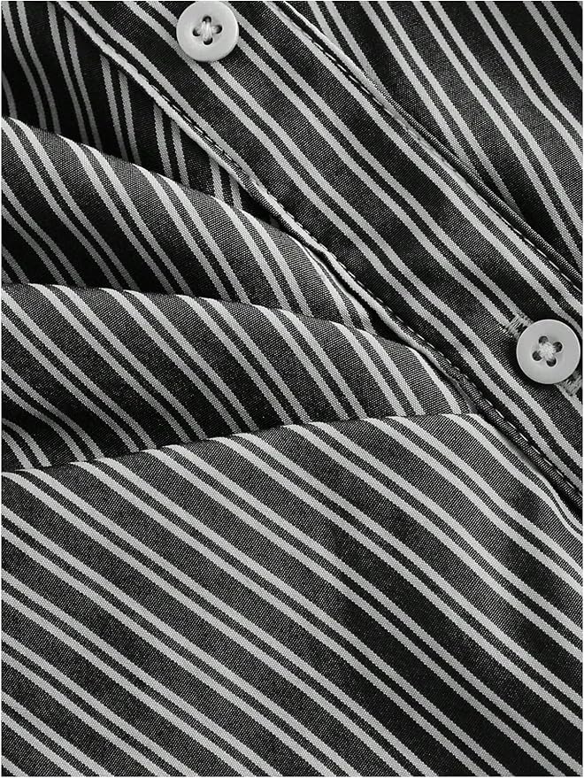 Black Stripe Asymmetric Hem Shirt