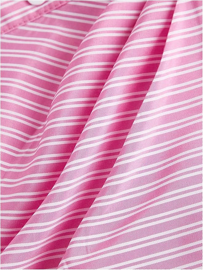 Pink Stripe Asymmetric Hem Shirt