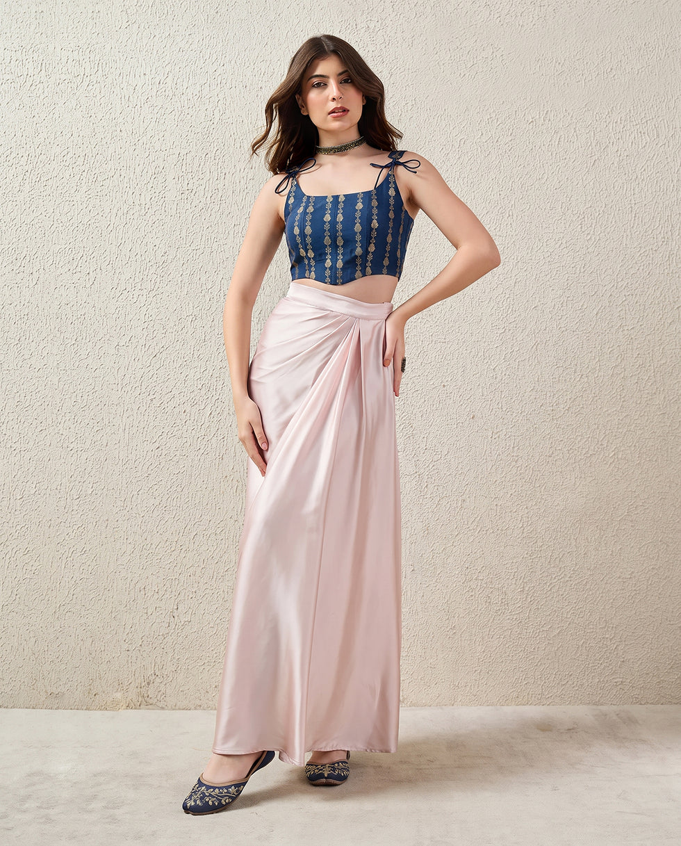 Peacock Blue Brocade Corset Top