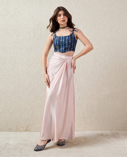 Peacock Blue Brocade Corset Top