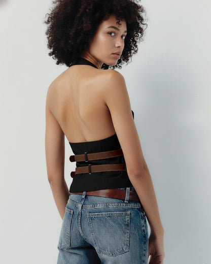 Belted Halter Vest Top