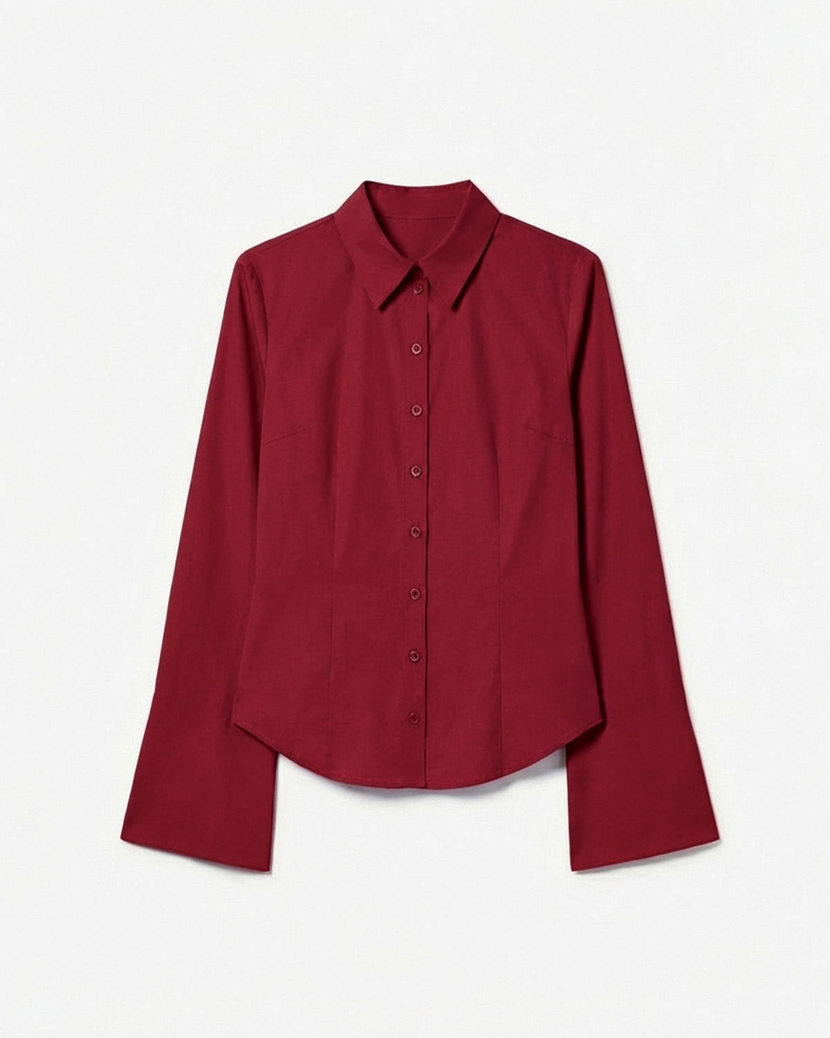 Cherry Red Flared Sleeves Shirt