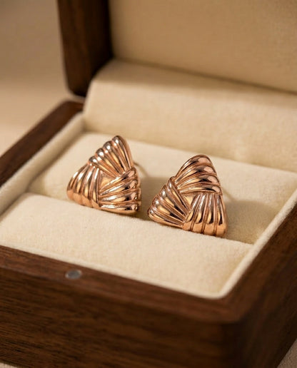 The Pleat Stud Earrings - Rose Gold