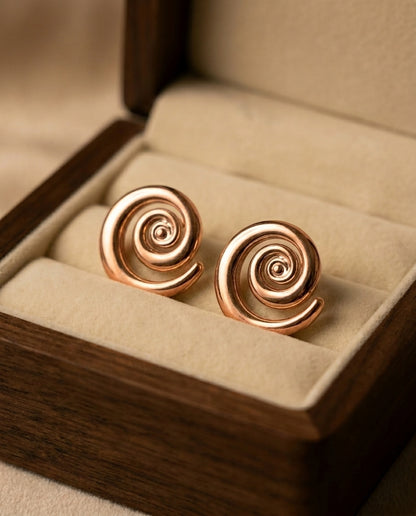The Spiral Disc Earrings - Rose Gold