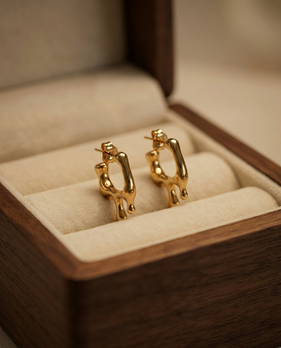The Drip Hoop Anti Tarnish Earrings - Gold