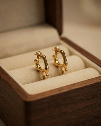 The Drip Hoop Anti Tarnish Earrings - Gold