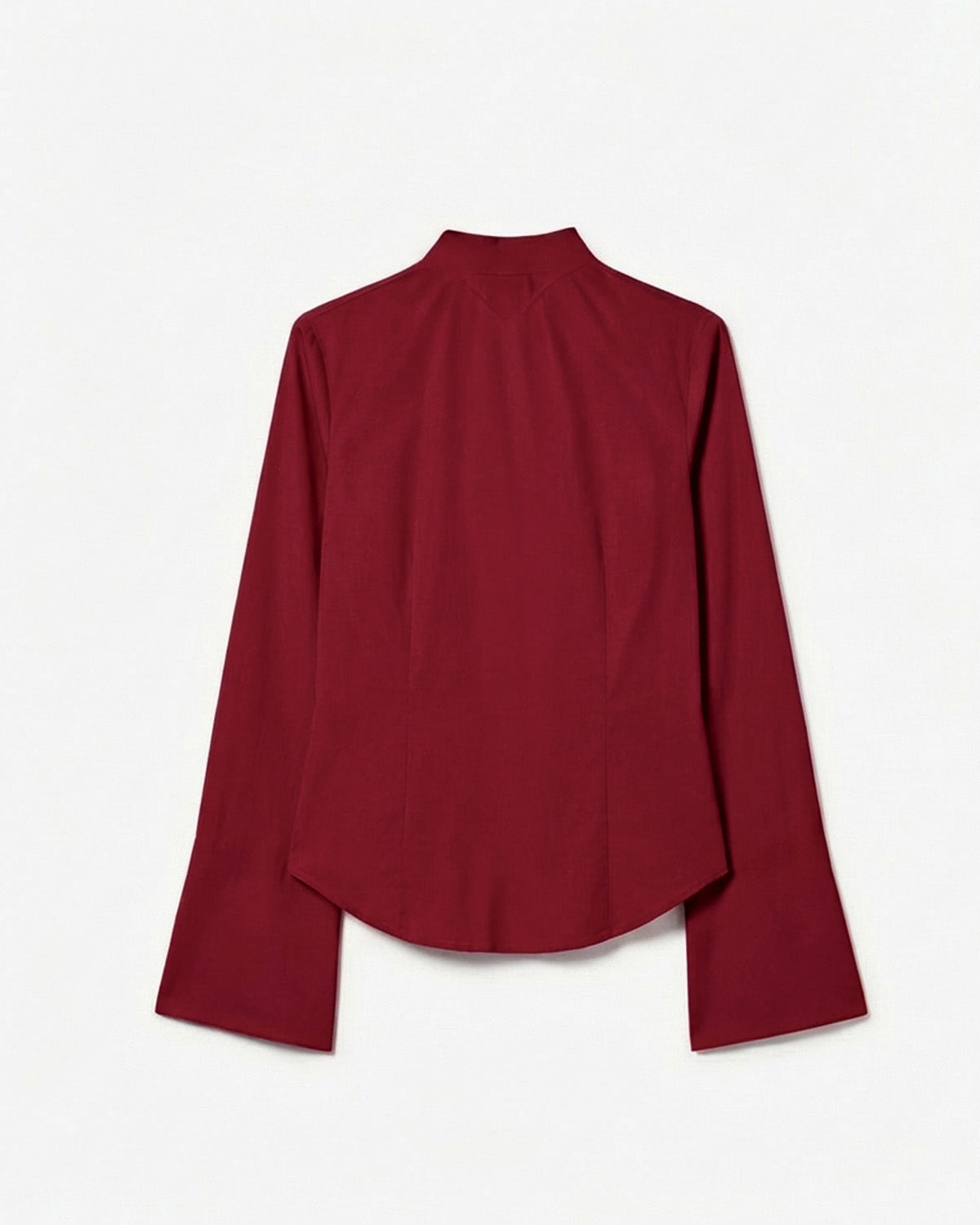 Cherry Red Flared Sleeves Shirt
