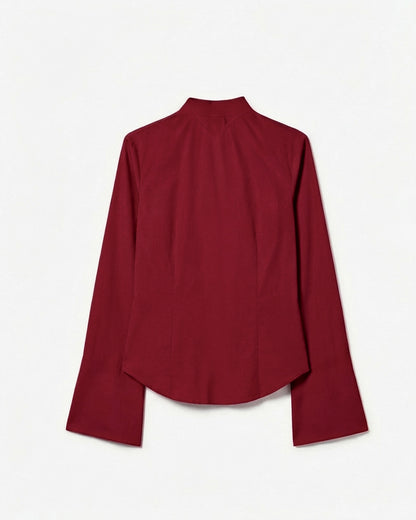 Cherry Red Flared Sleeves Shirt