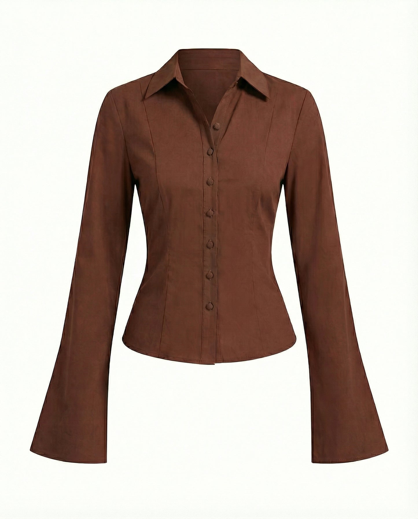 Brown Flared Sleeves Shirt