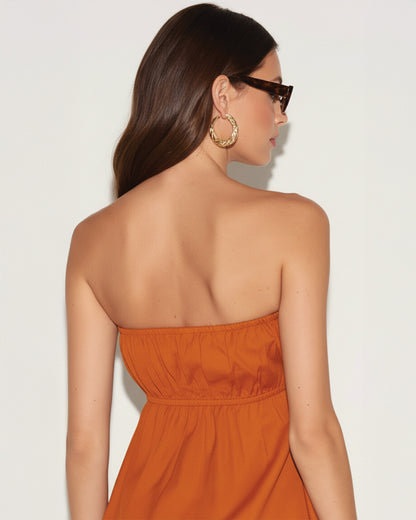 Burnt Orange Bandeau Top And Pants Co Ord Set