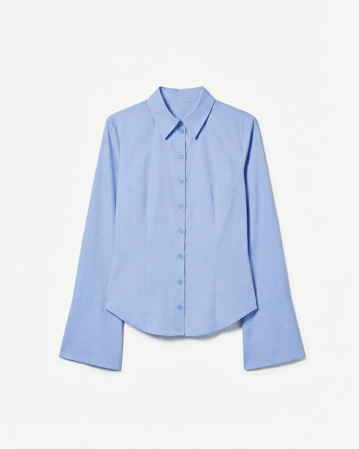 Blue Flared Sleeves Shirt