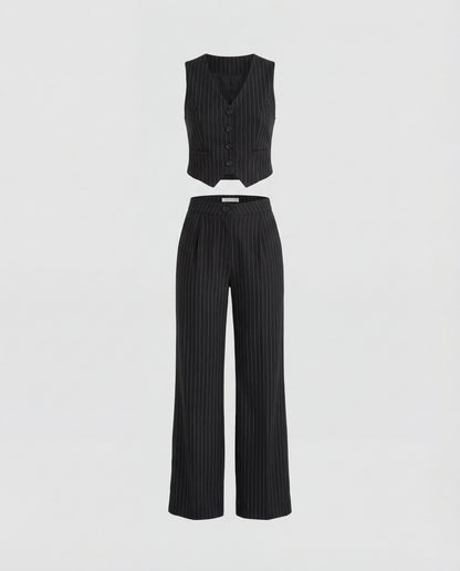 Pinstripes Vest And Pant Co-Ord Set