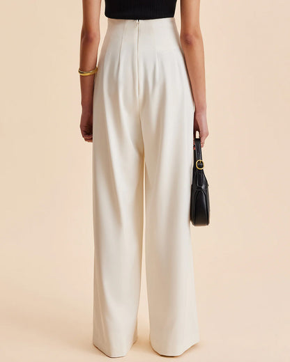 bottomwear,trousers,formal,gen z, summer,white,wide leg fit,wide leg,full length,straight hem,high rise OY2044 - white, 25110058GG