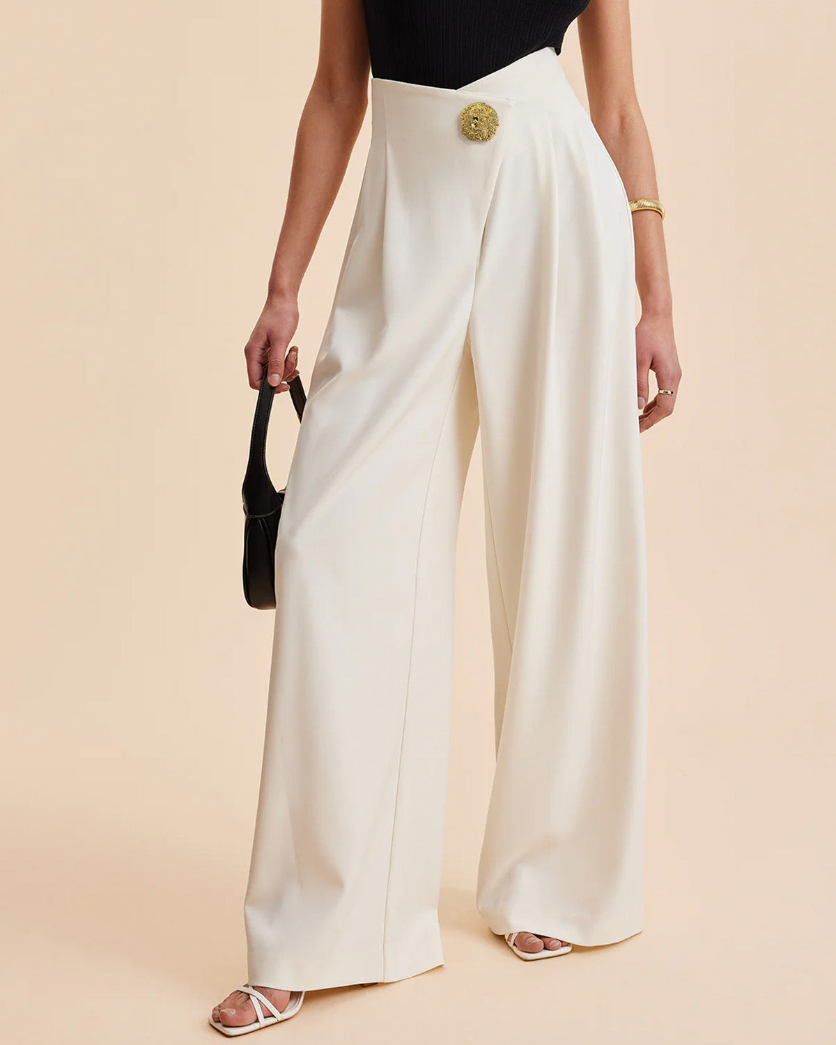 bottomwear,trousers,formal,gen z, summer,white,wide leg fit,wide leg,full length,straight hem,high rise OY2044 - white, 25110058GG