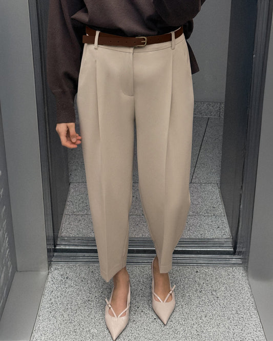 High-Waist Pleated Trousers With Belt