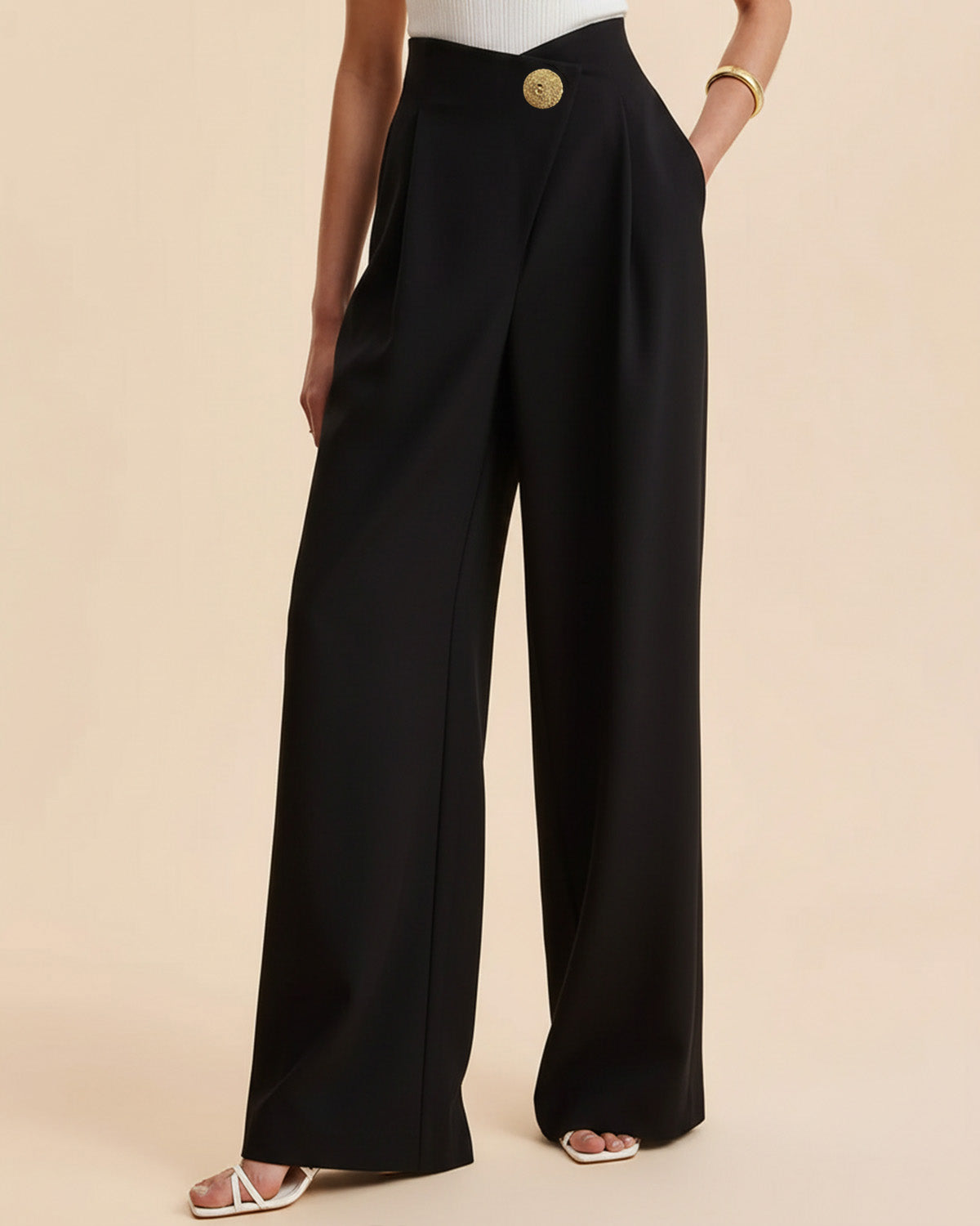 bottomwear,trousers,formal,gen z, summer,white,wide leg fit,wide leg,full length,straight hem,high rise, black, OY2044	25110048GG