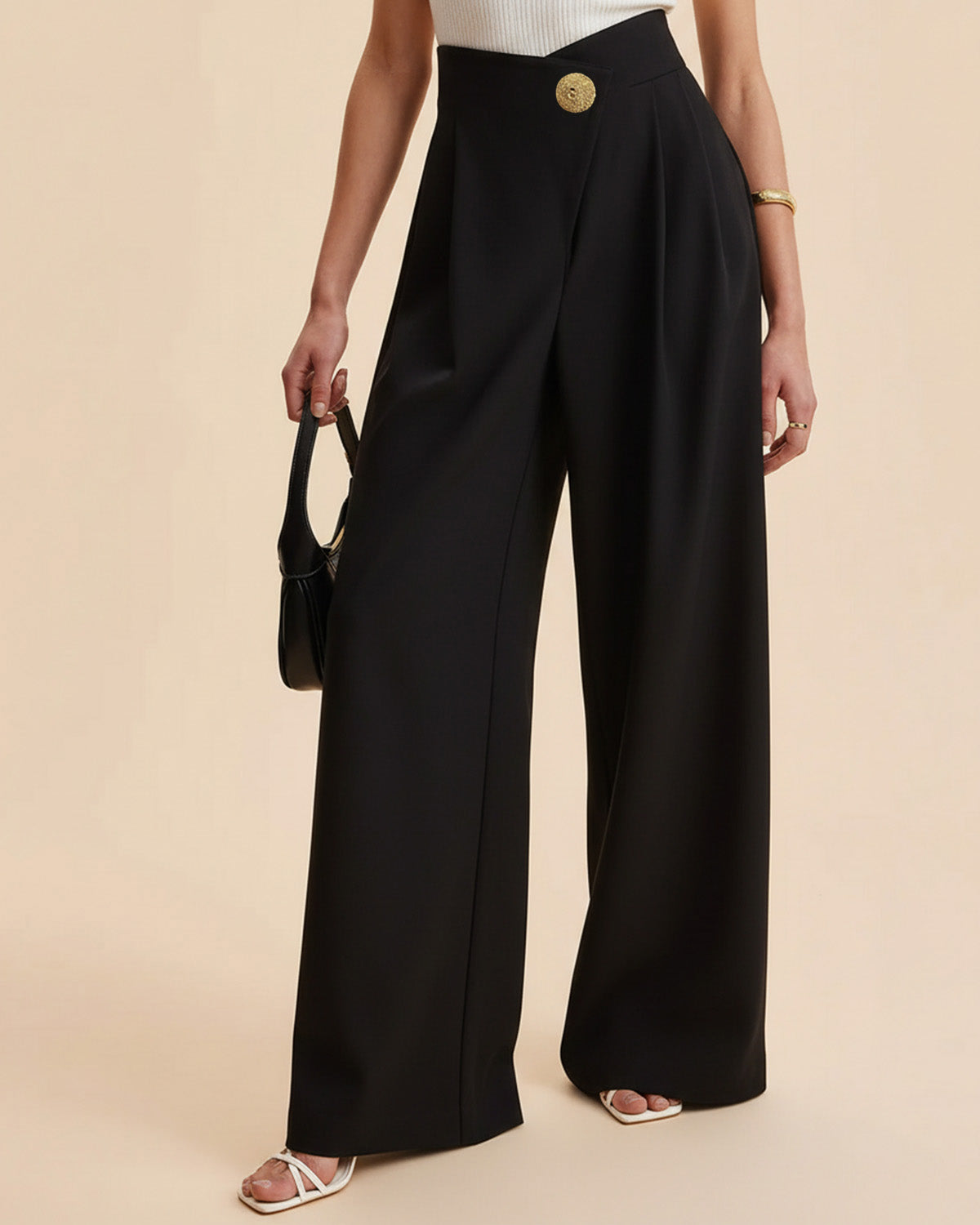 bottomwear,trousers,formal,gen z, summer,white,wide leg fit,wide leg,full length,straight hem,high rise, black, OY2044	25110048GG