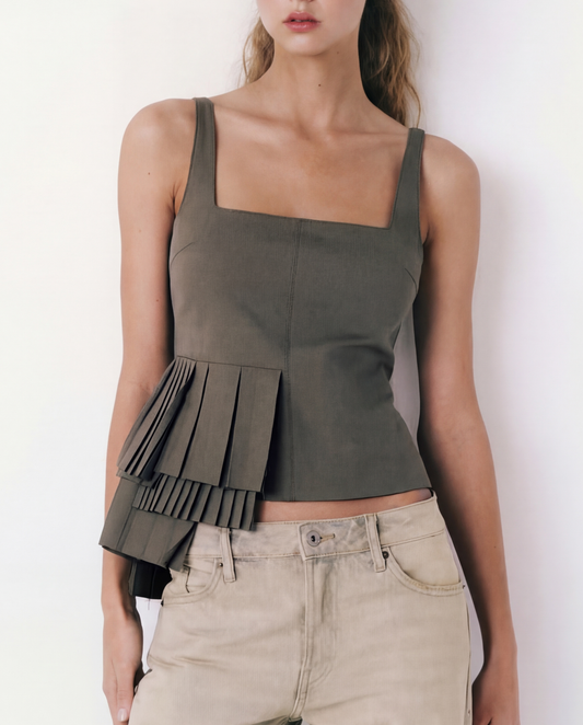 Asymmetrical Pleated Panel Top