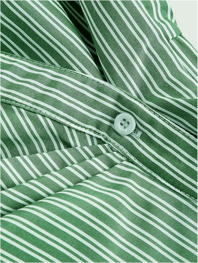 Green Stripe Asymmetric Hem Shirt