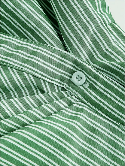 Green Stripe Asymmetric Hem Shirt