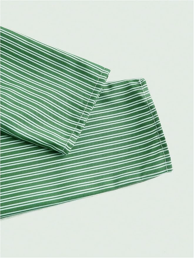 Green Stripe Asymmetric Hem Shirt