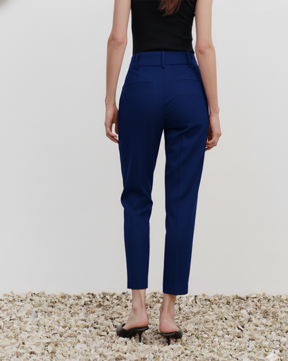 Belted Tapered Pants With Belt - Dark Blue
