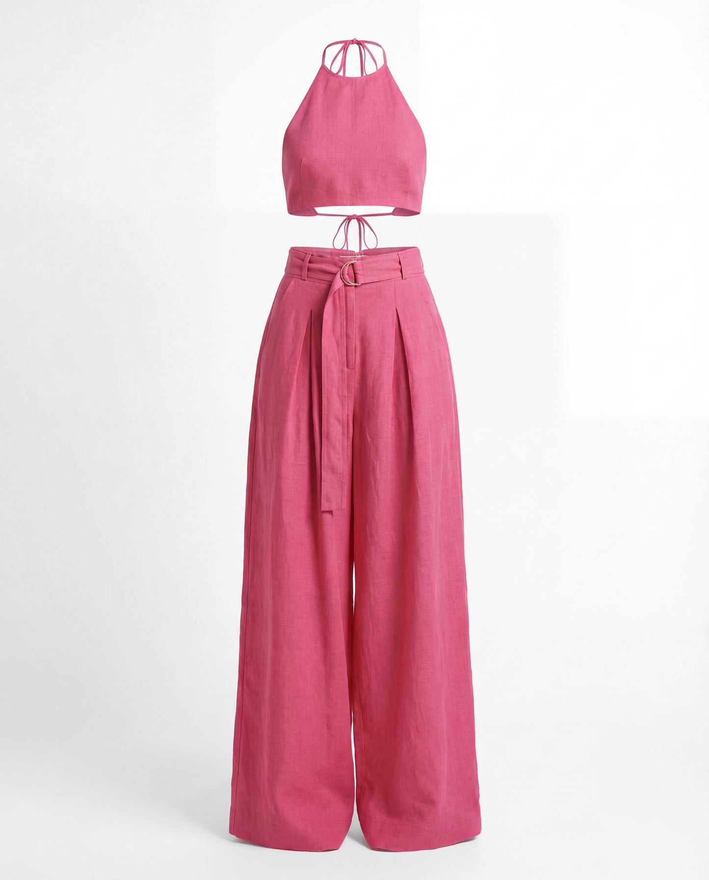 Pink Chic Tailored Belted Co-Ord Set