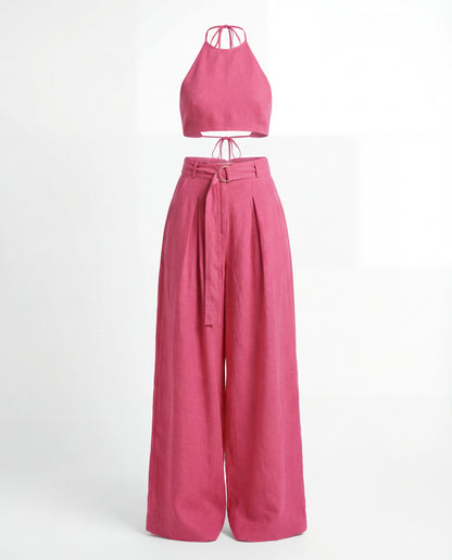 Pink Chic Tailored Belted Co-Ord Set