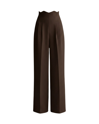 Mocha Brown Corset Waist Tailored Pants