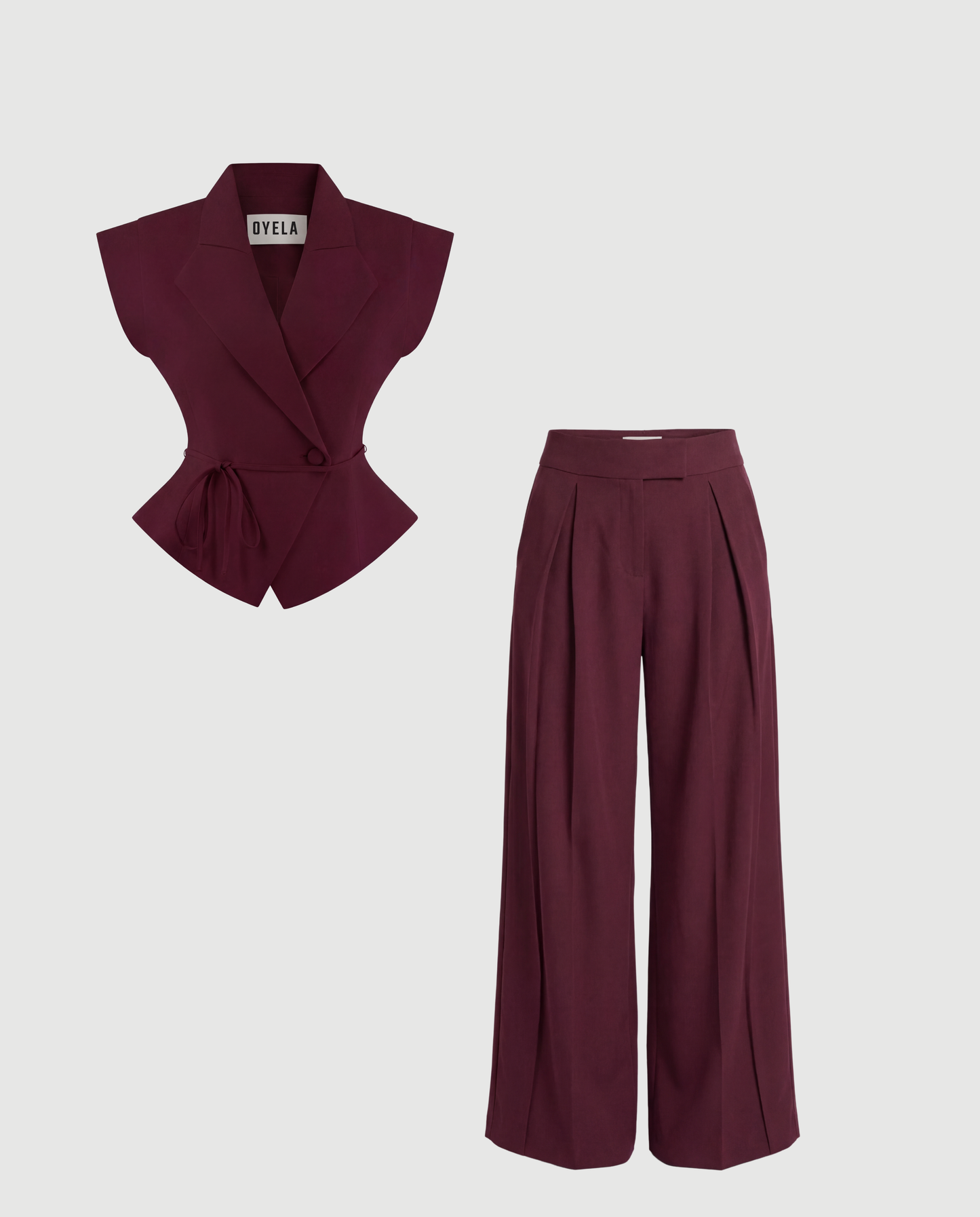 Maroon Tie Up Waist Coat Suit Set