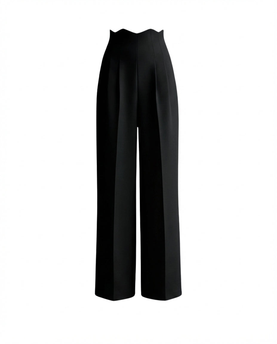 Black Corset Waist Tailored Pants