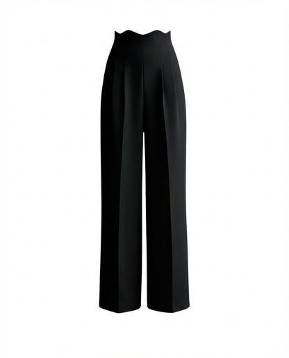 Black Corset Waist Tailored Pants