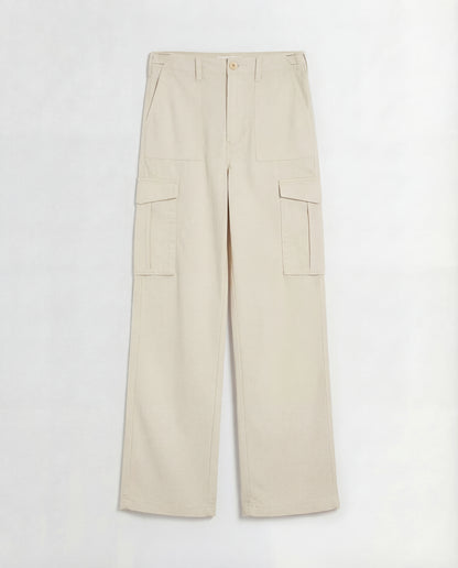 Cream Wide Leg Adjustable Cargo