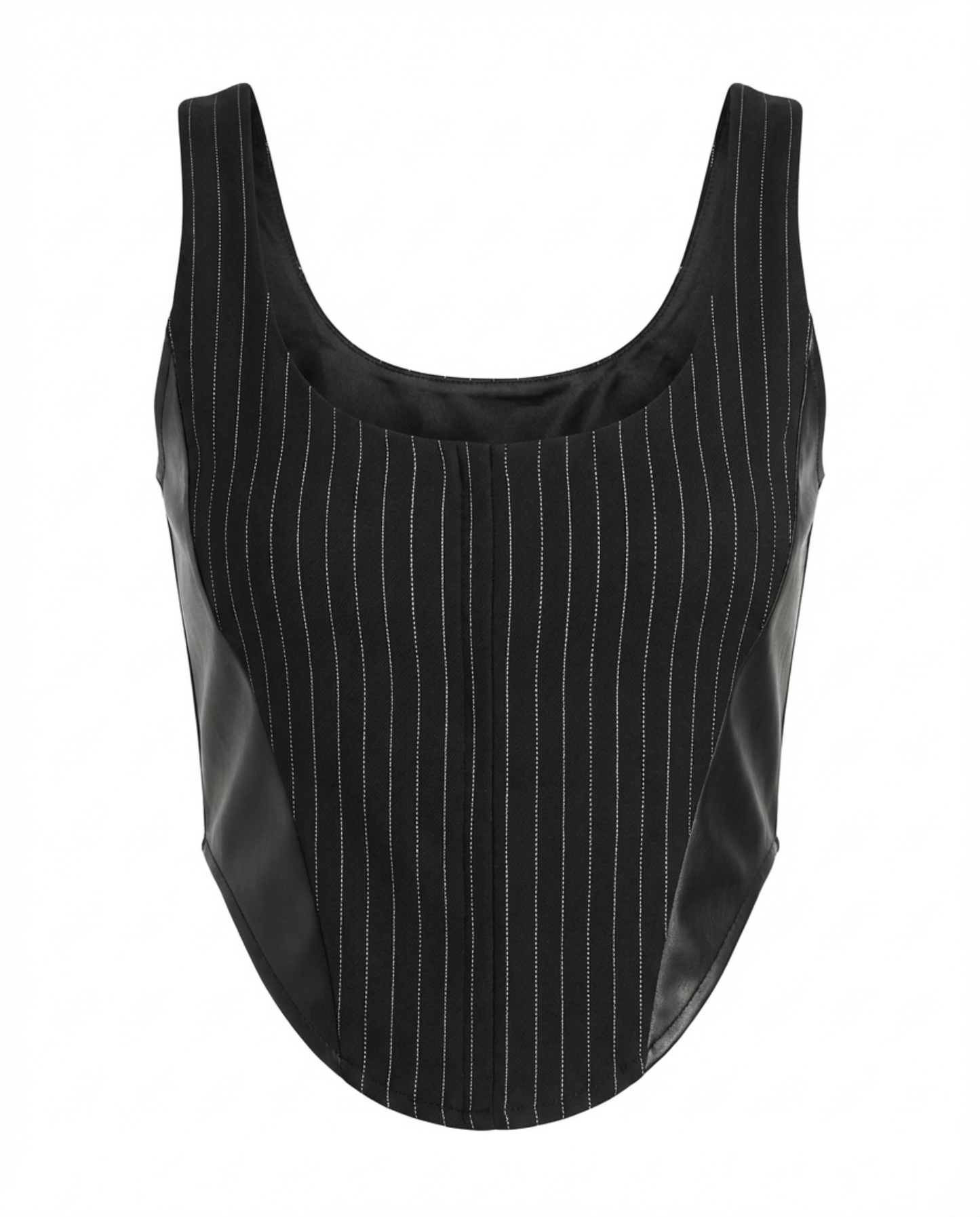 Pinstripes Curved Hem Corset Top