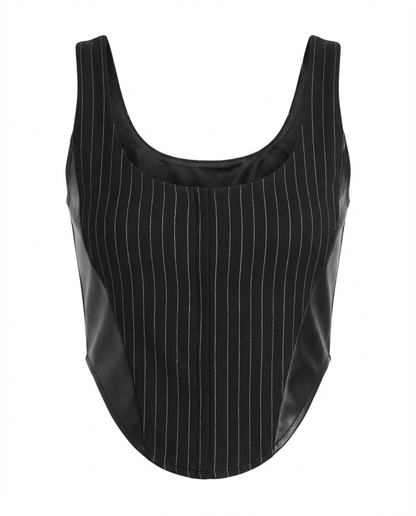 Pinstripes Curved Hem Corset Top