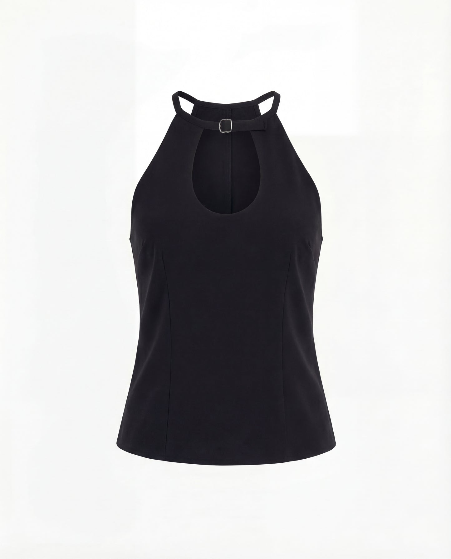Belted Halter Top In Black