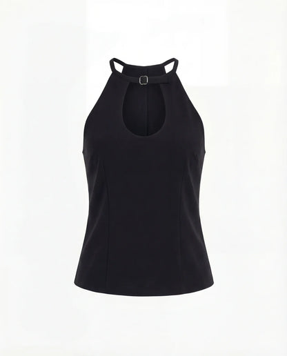 Black Keyhole Halter Top