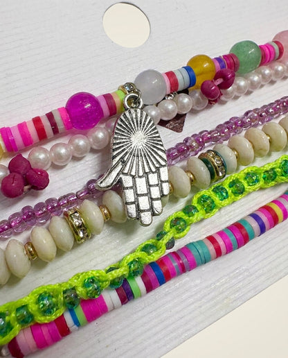 Rainbow Beaded Bracelet Set