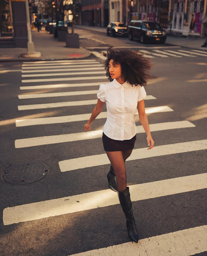 Set Of Two Puff Sleeve Shirt Style Top