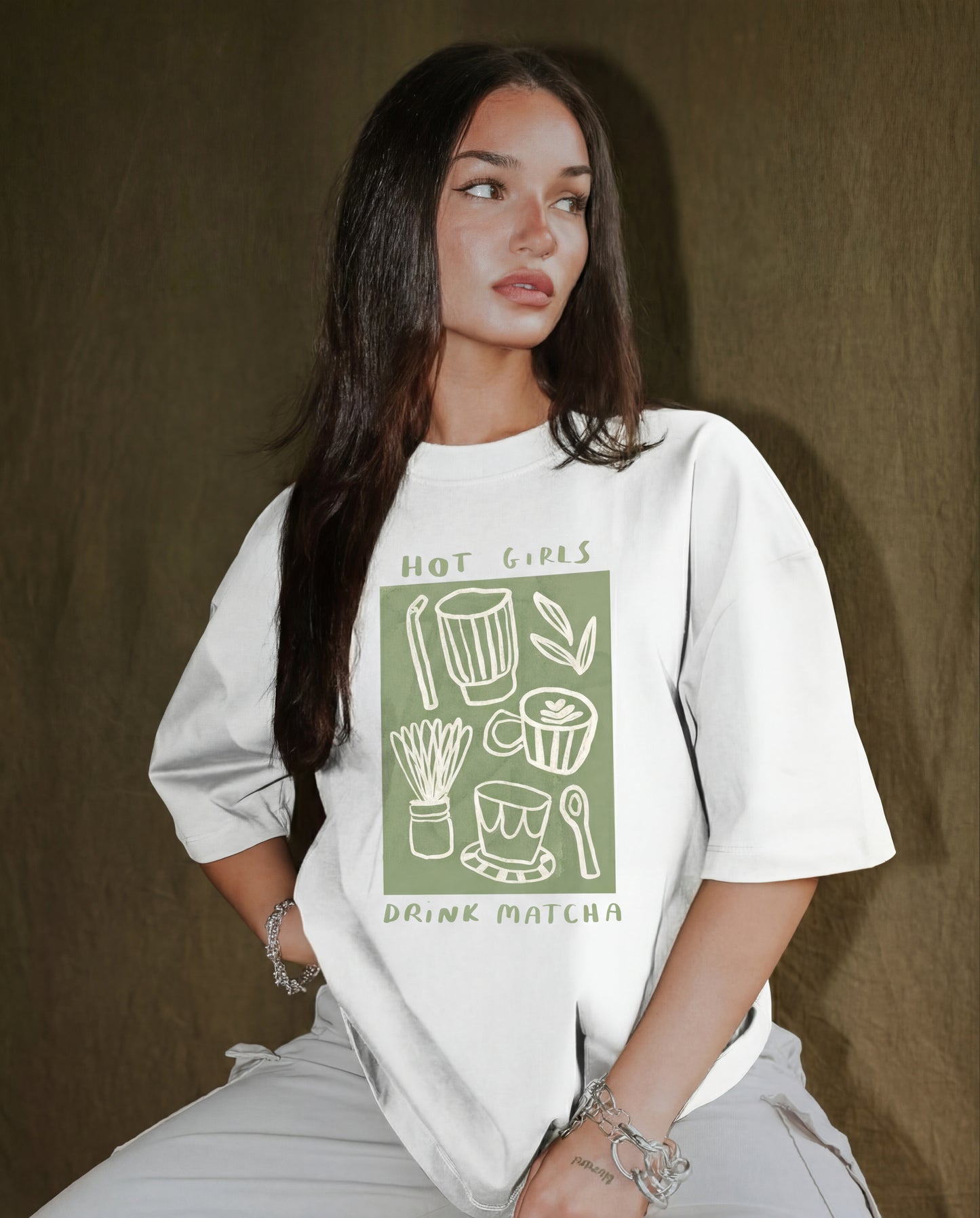 Matcha Core Women's Oversized Tee - White