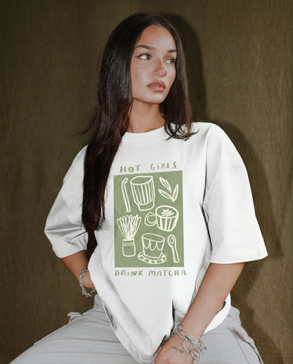 Matcha Core Women's Oversized Tee - White